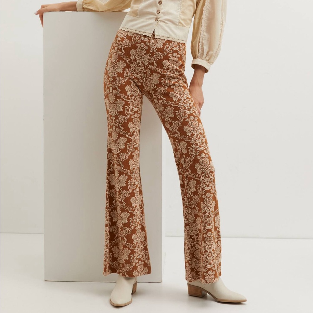 Anthropologie Industry Knit Flare Pants L